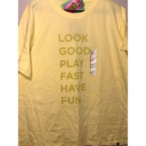 Houston White Mens Look Good Play Fast Have Fun Golf Graphic T-Shirt Yellow XL